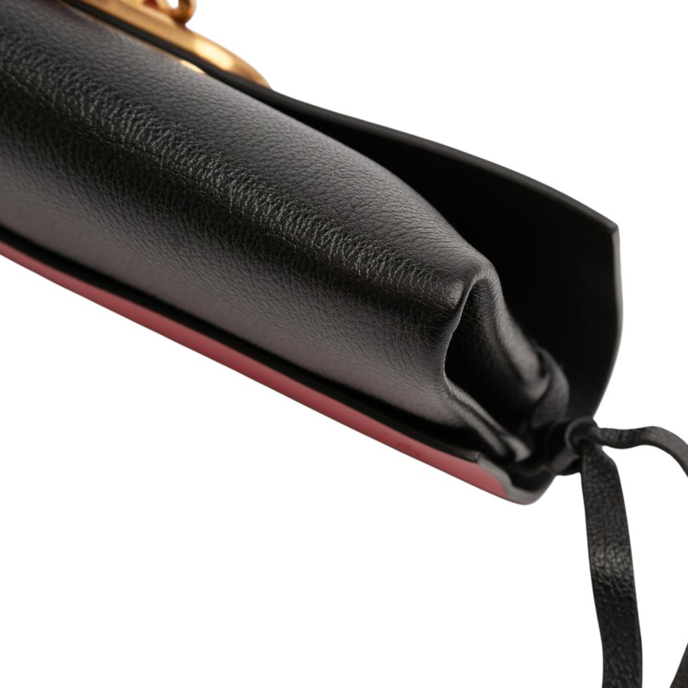 Valentino AB Valentino Red with Black Calf Leather VRing Crossbody Italy