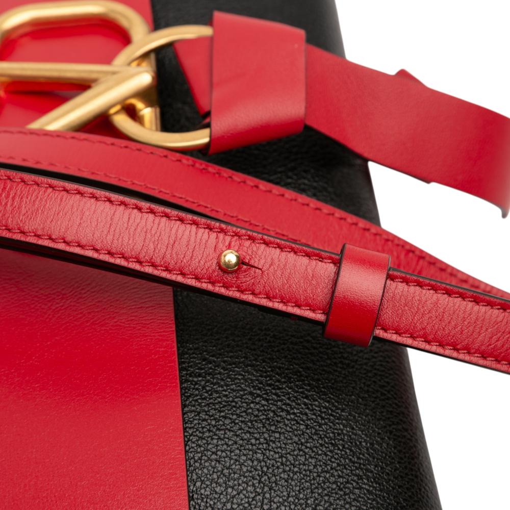 Valentino AB Valentino Red with Black Calf Leather VRing Crossbody Italy