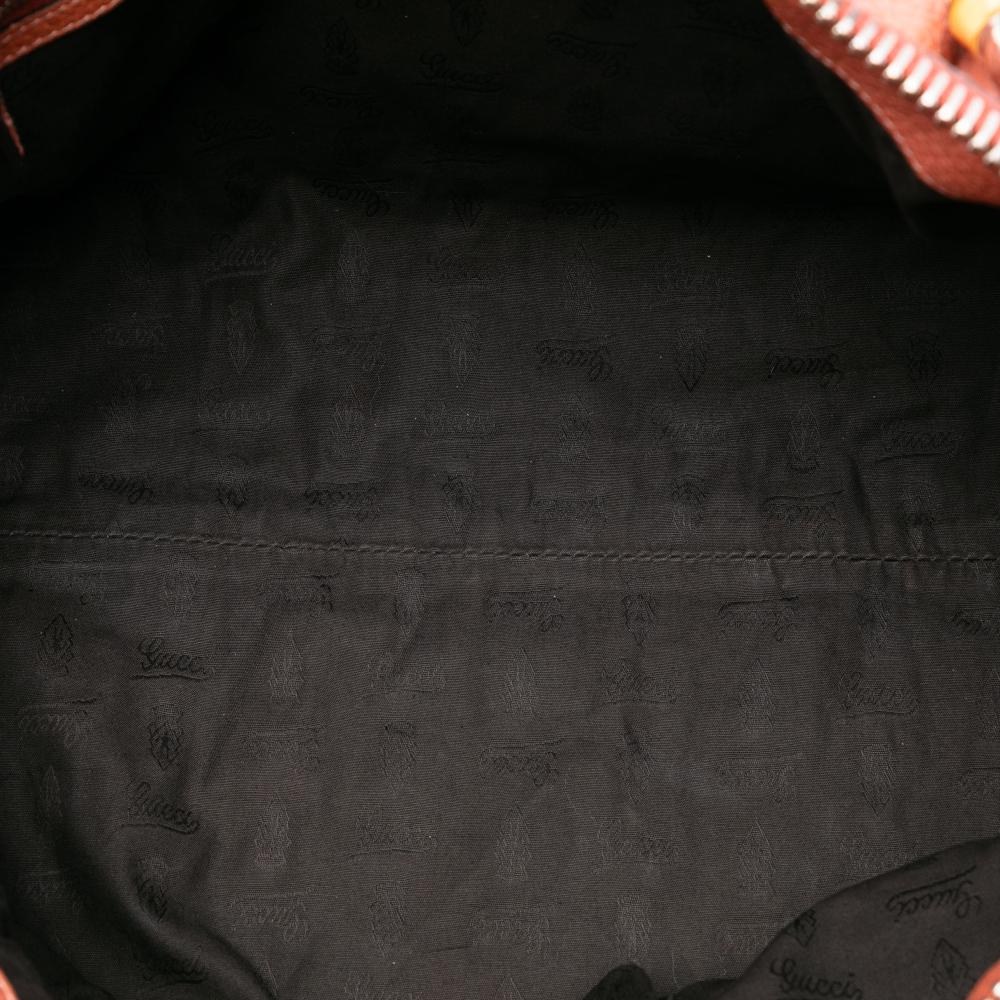 Gucci AB Gucci Orange Calf Leather Medium Bamboo Bar Tote Italy
