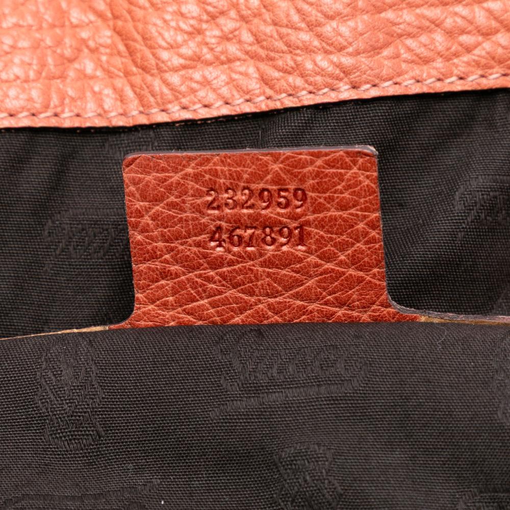Gucci AB Gucci Orange Calf Leather Medium Bamboo Bar Tote Italy