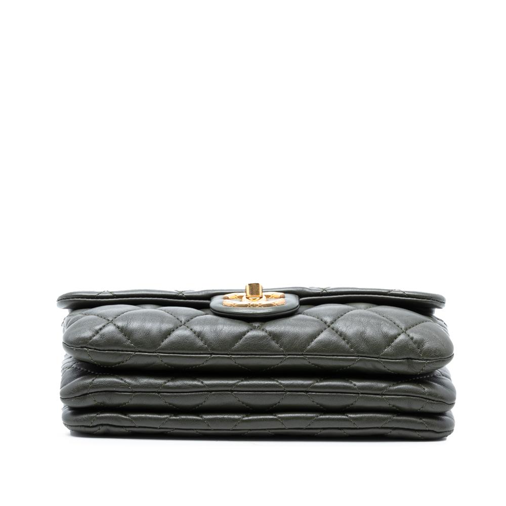 Chanel AB Chanel Green Dark Green Lambskin Leather Leather Small Quilted Lambskin Pillow Crush Flap Italy