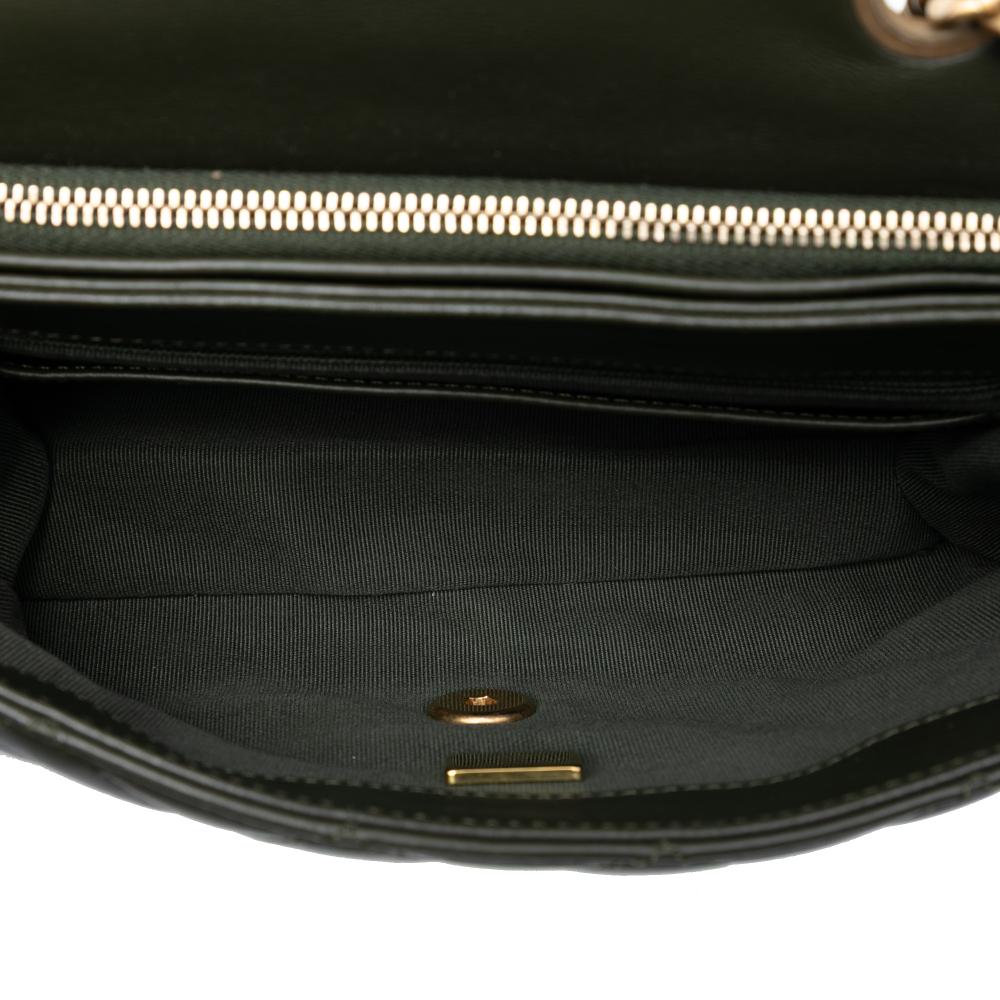 Chanel AB Chanel Green Dark Green Lambskin Leather Leather Small Quilted Lambskin Pillow Crush Flap Italy