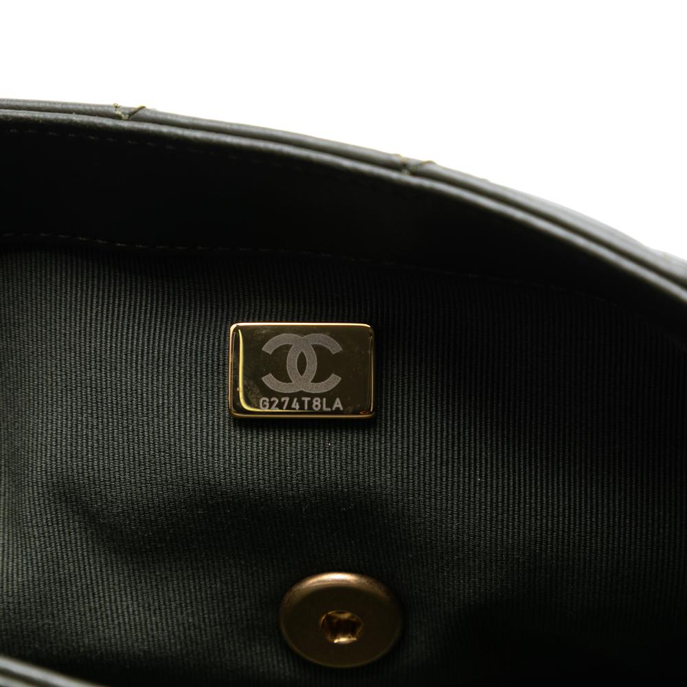 Chanel AB Chanel Green Dark Green Lambskin Leather Leather Small Quilted Lambskin Pillow Crush Flap Italy