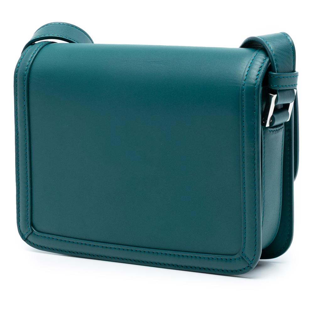 Saint Laurent AB Saint Laurent Blue Peacock Calf Leather Small skin Solferino Satchel In Box Italy