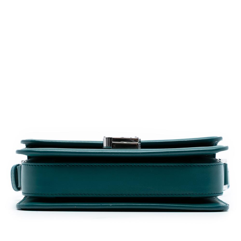 Saint Laurent AB Saint Laurent Blue Peacock Calf Leather Small skin Solferino Satchel In Box Italy
