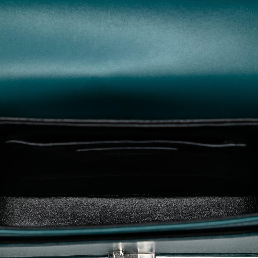 Saint Laurent AB Saint Laurent Blue Peacock Calf Leather Small skin Solferino Satchel In Box Italy