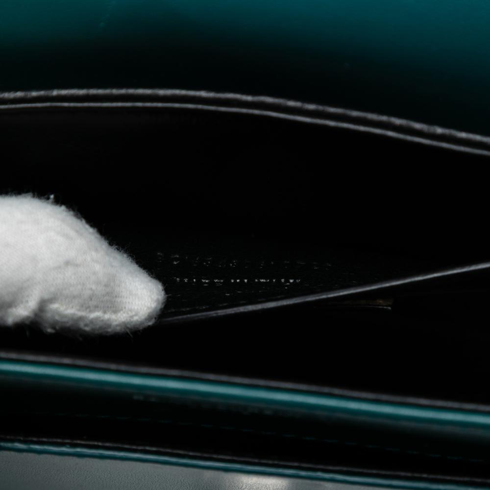 Saint Laurent AB Saint Laurent Blue Peacock Calf Leather Small skin Solferino Satchel In Box Italy