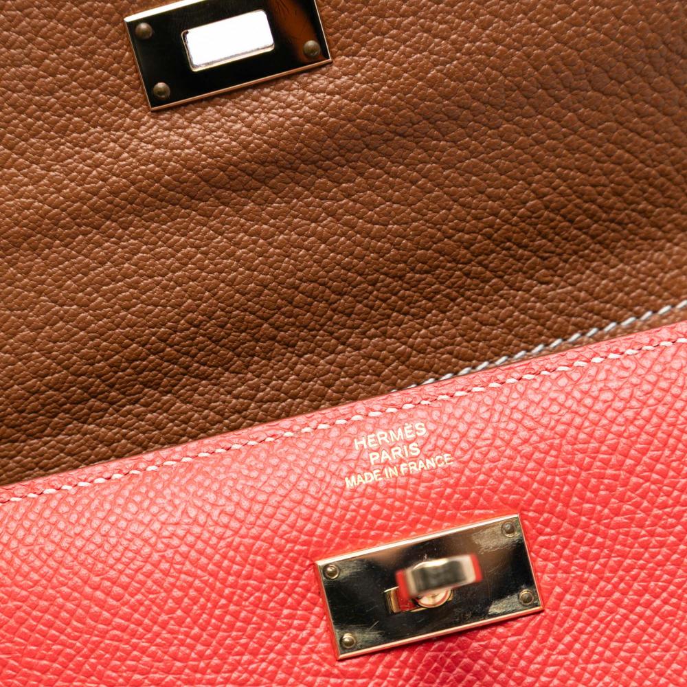Hermès AB Hermès Red Calf Leather Epsom Kelly Depliant Wallet France