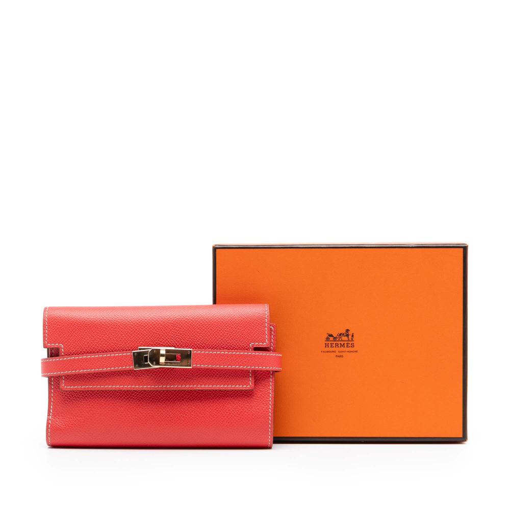 Hermès AB Hermès Red Calf Leather Epsom Kelly Depliant Wallet France