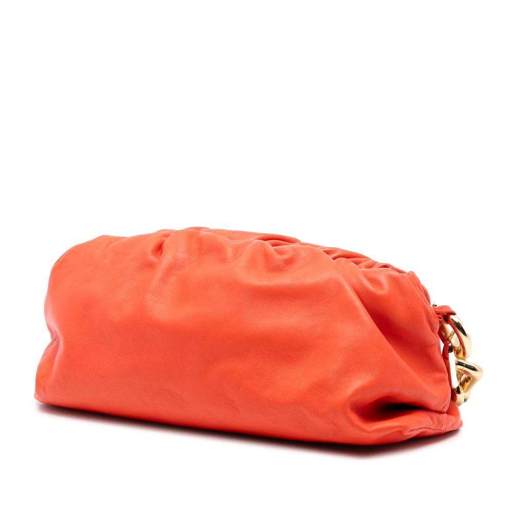 Bottega Veneta B Bottega Veneta Orange Red Orange Lambskin Leather Leather Lambskin Chain Pouch Italy
