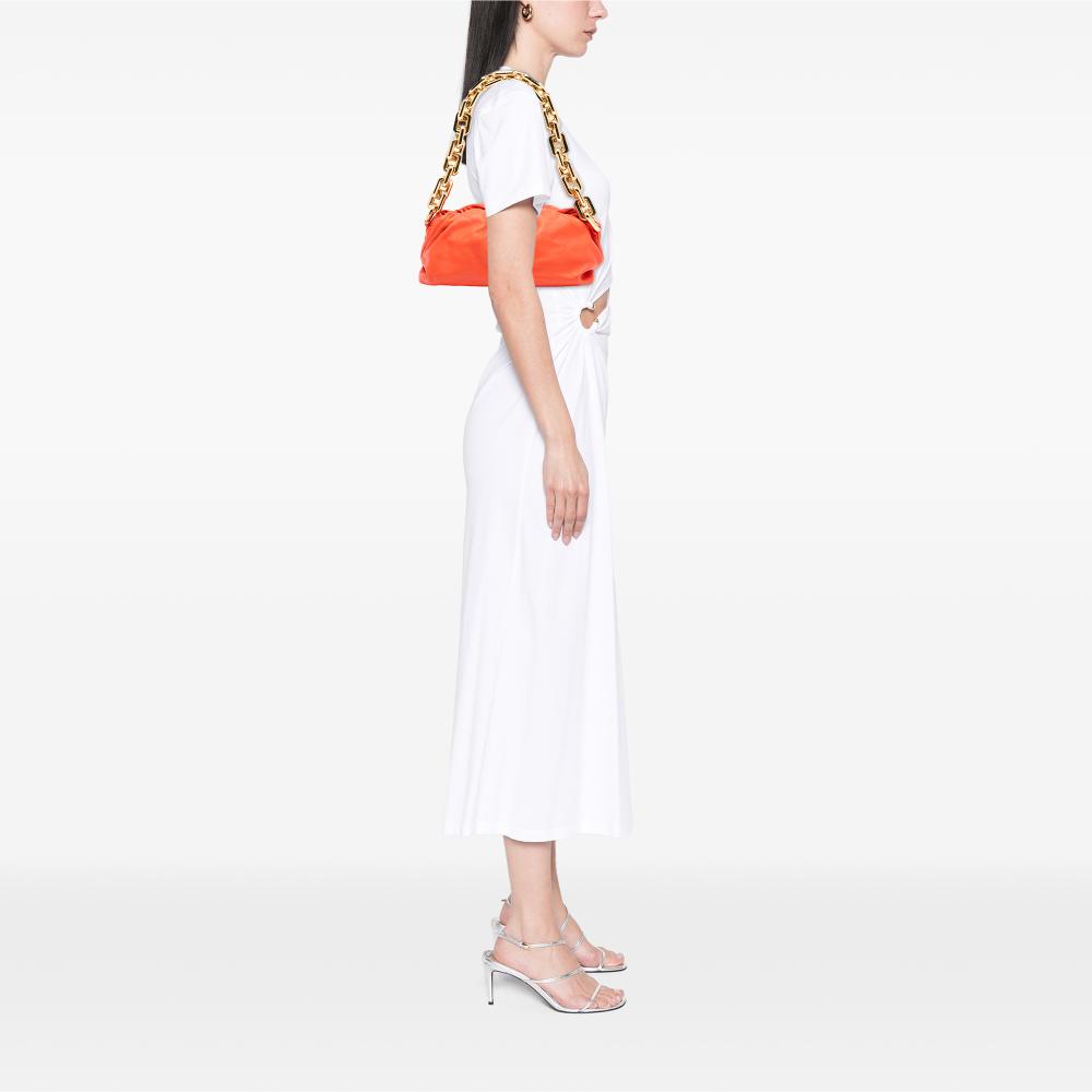 Bottega Veneta B Bottega Veneta Orange Red Orange Lambskin Leather Leather Lambskin Chain Pouch Italy