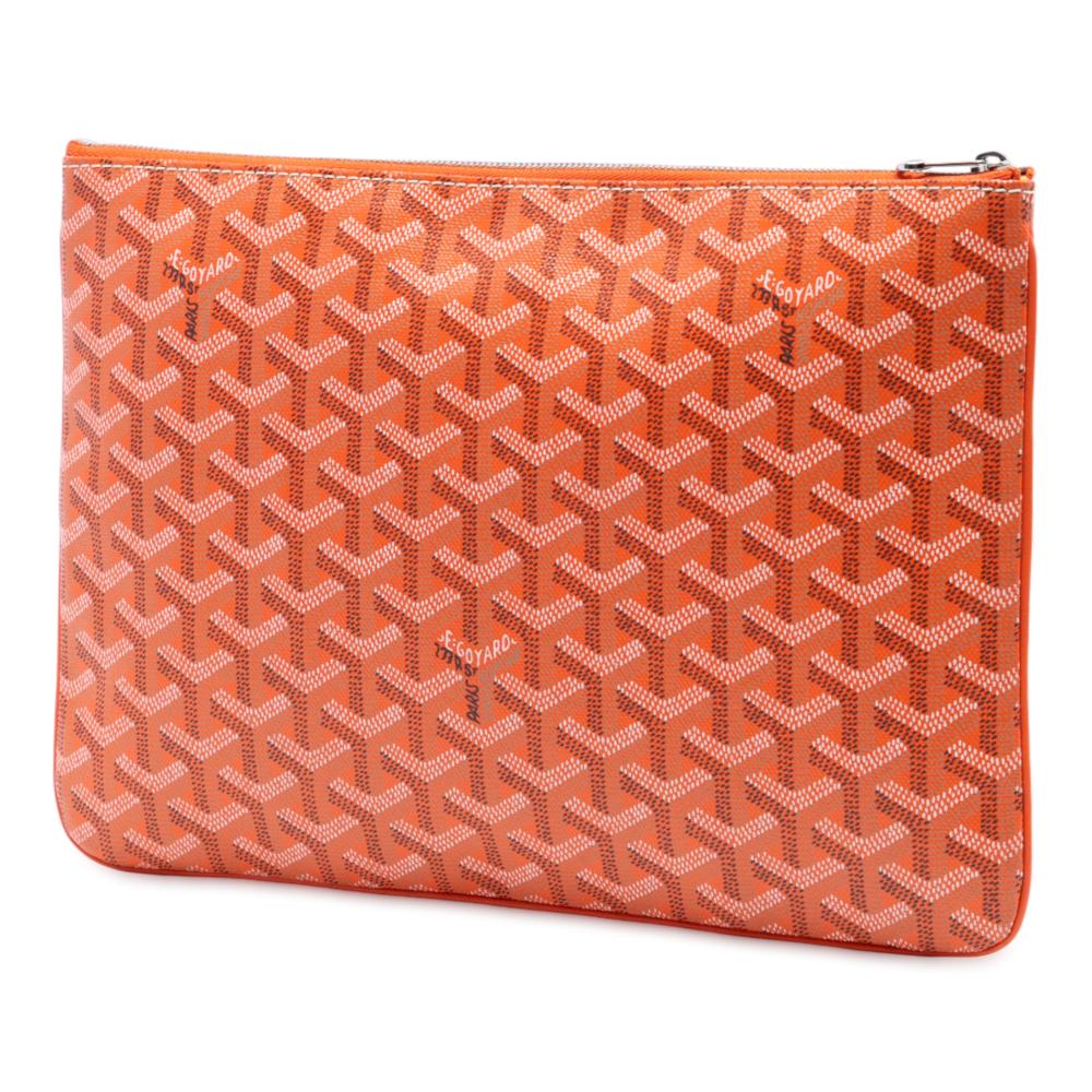 Goyard AB Goyard Orange Coated Canvas Fabric Goyardine Senat MM France