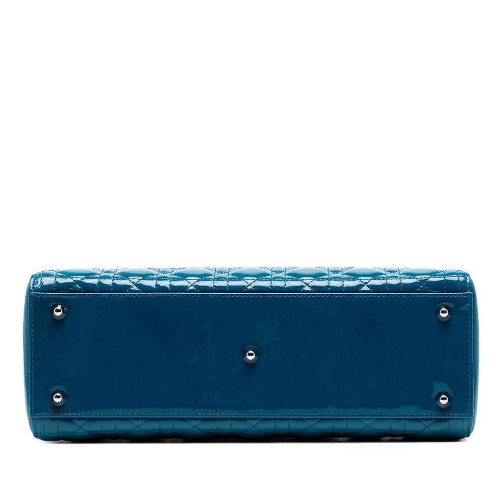 Christian Dior AB Dior Blue Patent Leather Leather Large Patent Cannage Lady Dior Italy