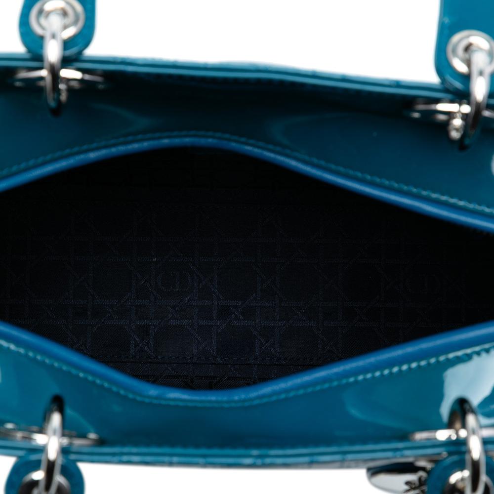 Christian Dior AB Dior Blue Patent Leather Leather Large Patent Cannage Lady Dior Italy