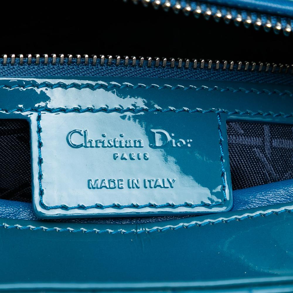Christian Dior AB Dior Blue Patent Leather Leather Large Patent Cannage Lady Dior Italy