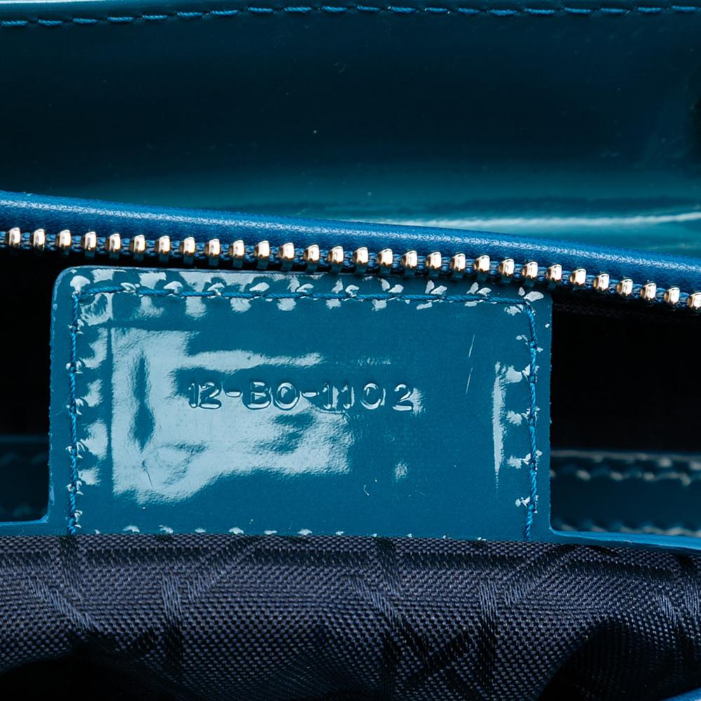 Christian Dior AB Dior Blue Patent Leather Leather Large Patent Cannage Lady Dior Italy