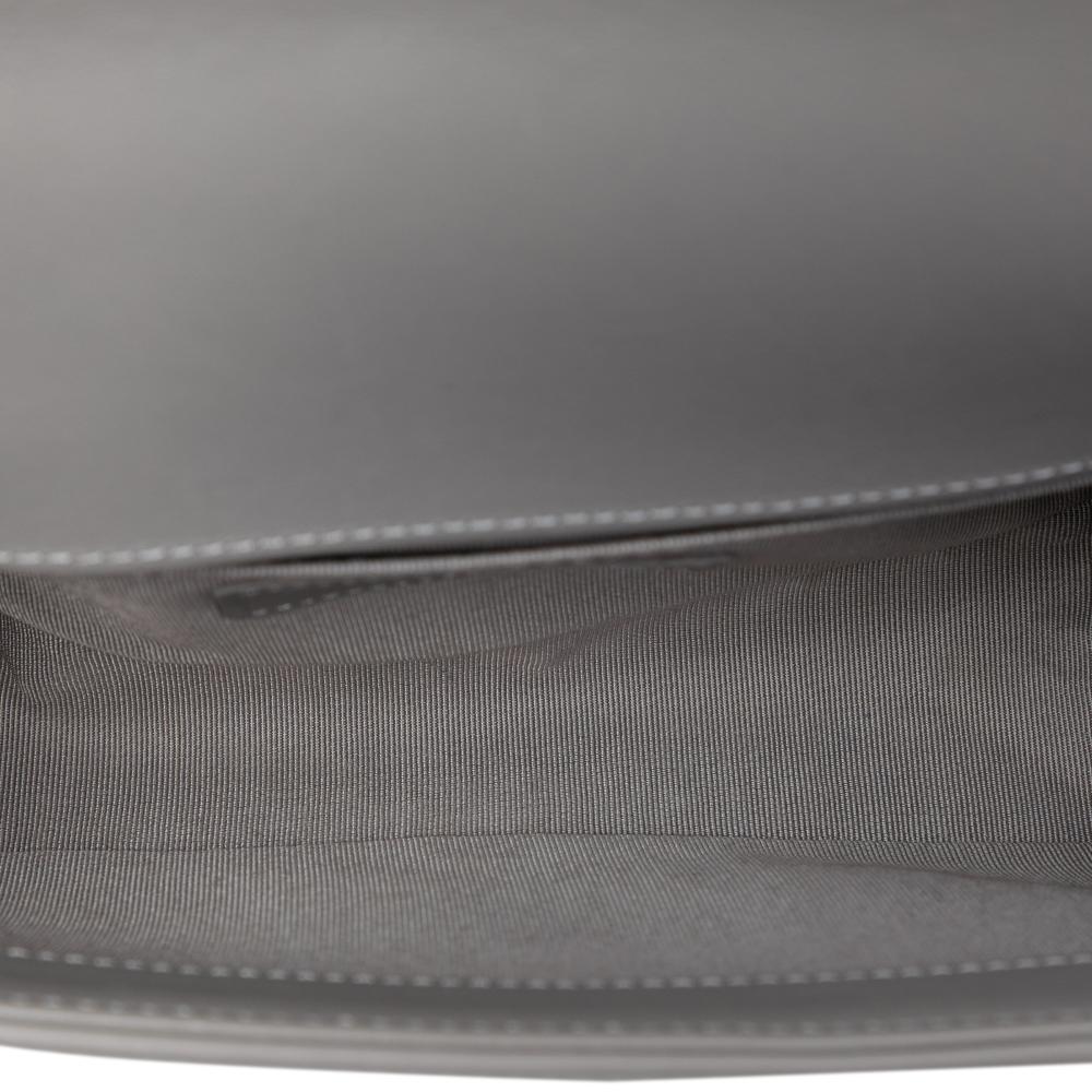 Chanel AB Chanel Gray Calf Leather Small Chevron Stitched skin Boy Flap France