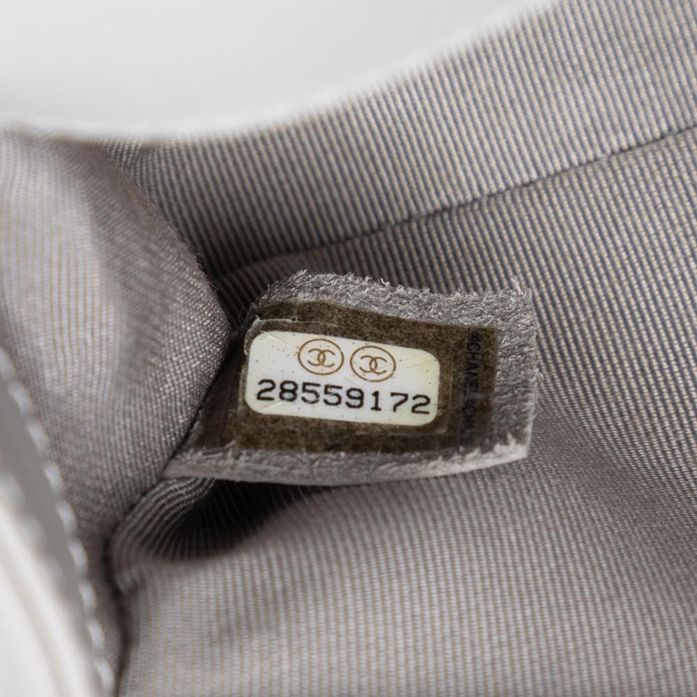 Chanel AB Chanel Gray Calf Leather Small Chevron Stitched skin Boy Flap France