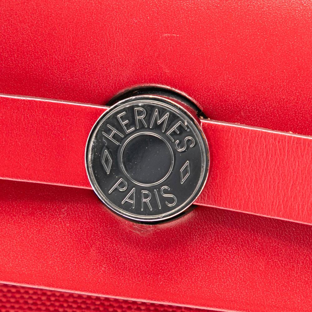Hermès AB Hermès Red Canvas Fabric Toile Herbag Zip 31 France