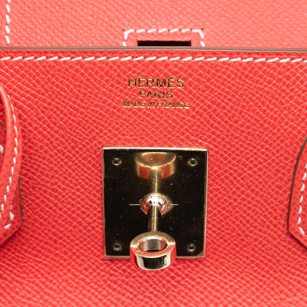 Hermès B Hermès Red with Brown Calf Leather Epsom Candy Verso Birkin Retourne 35 France