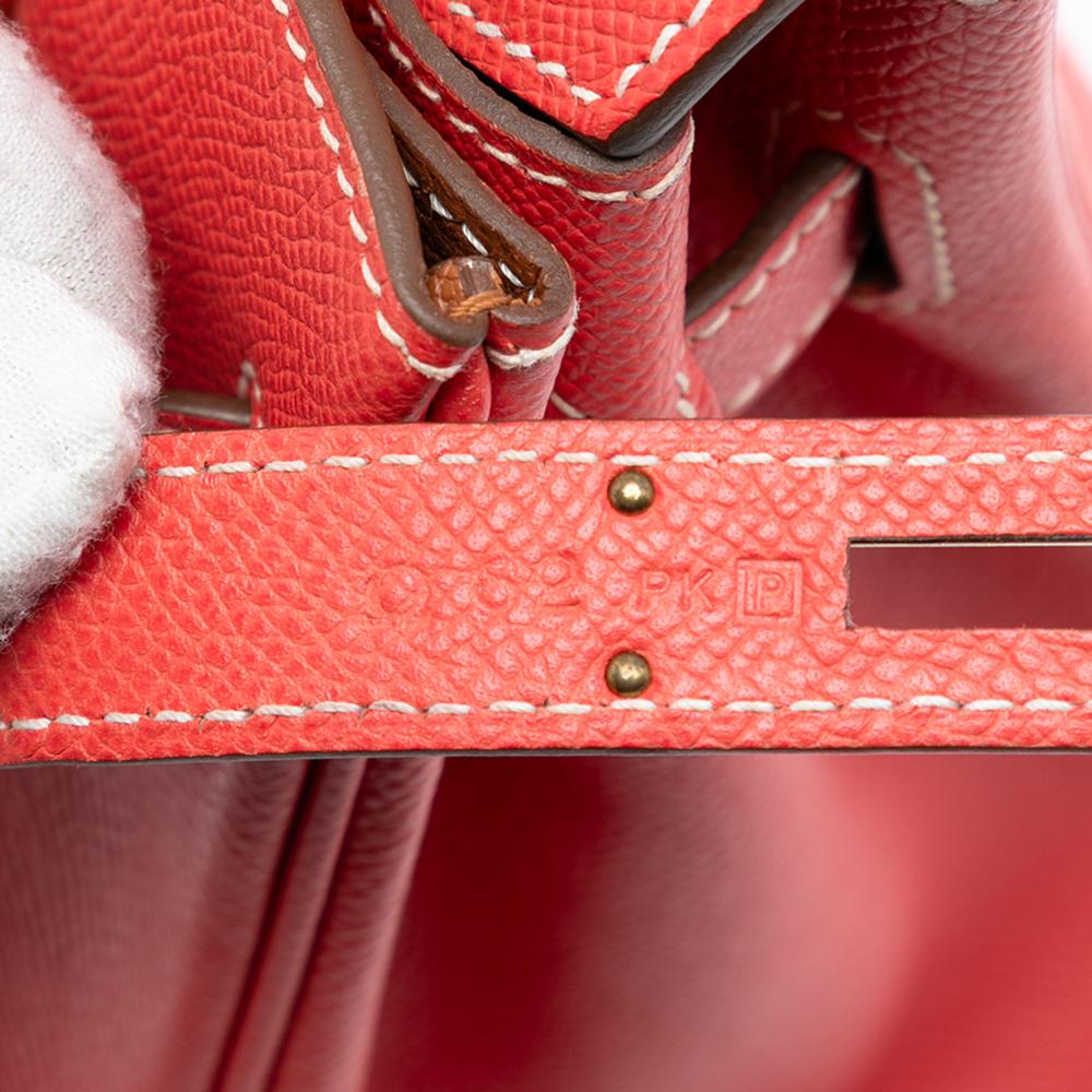 Hermès B Hermès Red with Brown Calf Leather Epsom Candy Verso Birkin Retourne 35 France