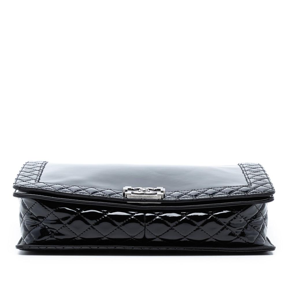 Chanel AB Chanel Black Patent Leather Leather Extra Large Patent Boy Reverso Flap France