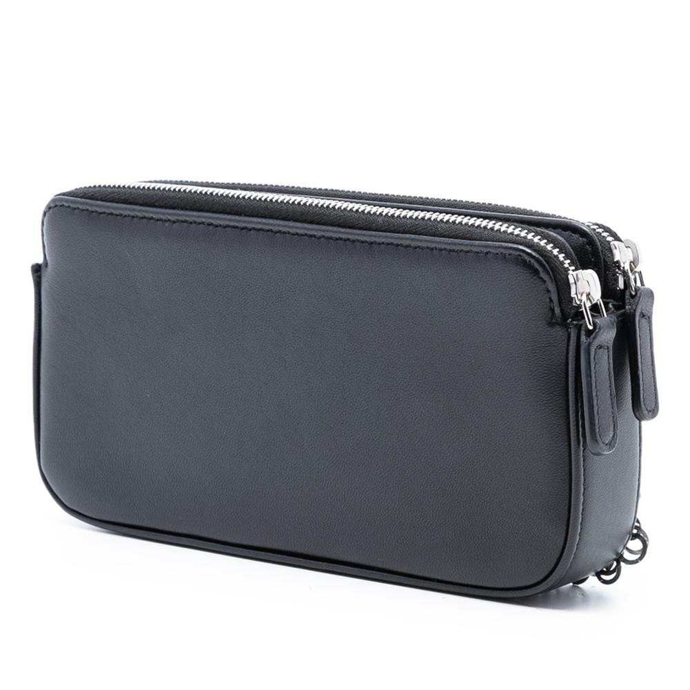 Chanel AB Chanel Black Calf Leather CC skin and Sequin Double Zip Wallet on Chain Italy