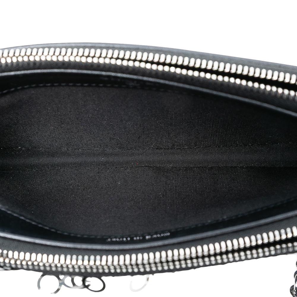 Chanel AB Chanel Black Calf Leather CC skin and Sequin Double Zip Wallet on Chain Italy