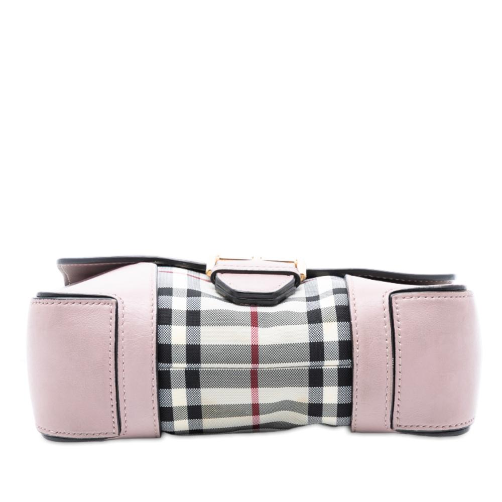 Burberry B Burberry Pink Calf Leather Small Haymarket Check Trimmed Dickens Crossbody Italy