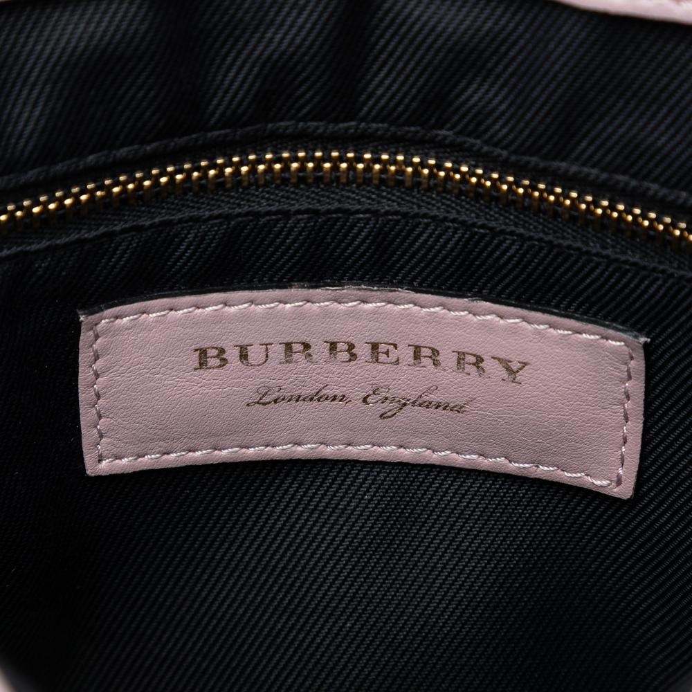 Burberry B Burberry Pink Calf Leather Small Haymarket Check Trimmed Dickens Crossbody Italy