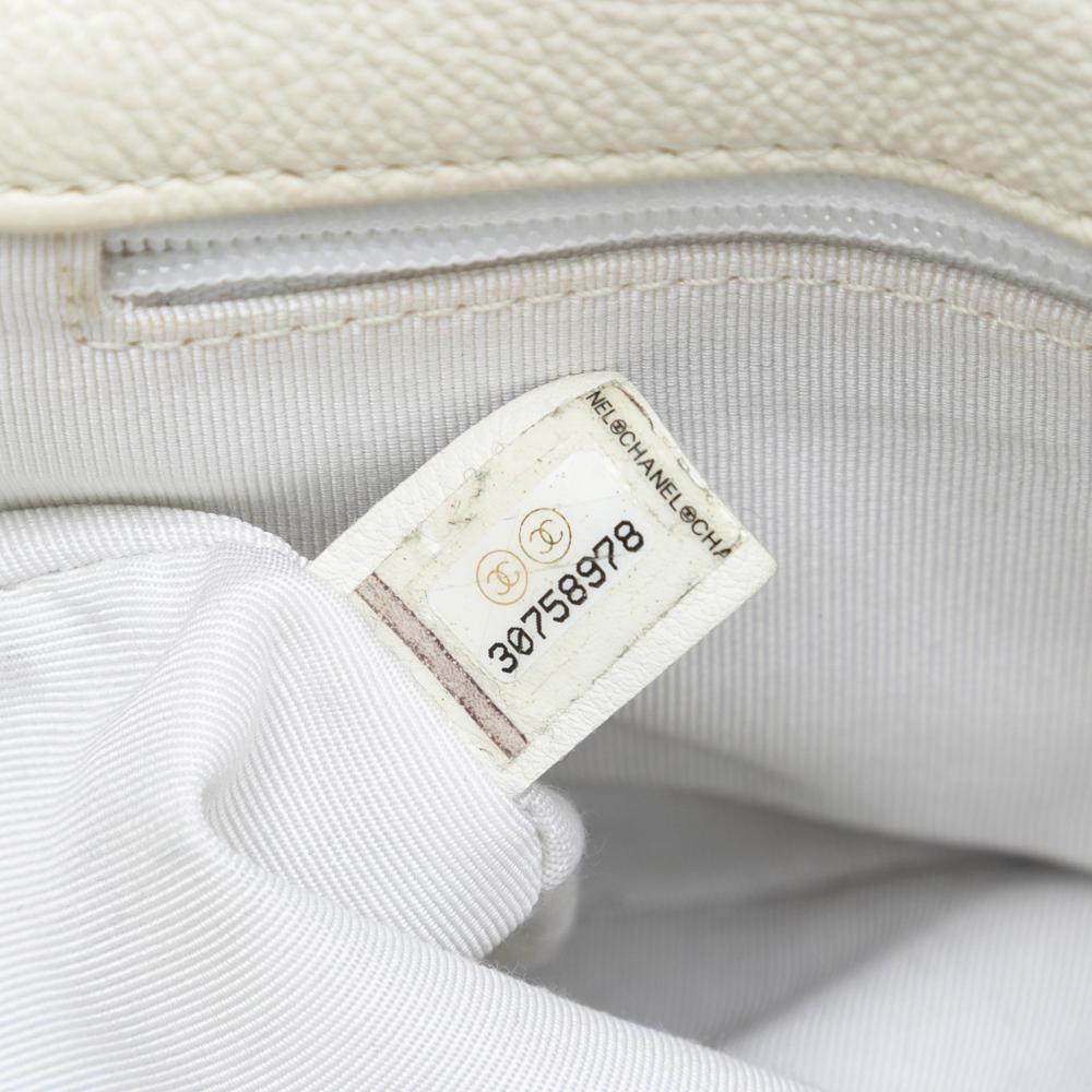 Chanel B Chanel White Ivory Calf Leather Medium Crochet skin 19 Flap France