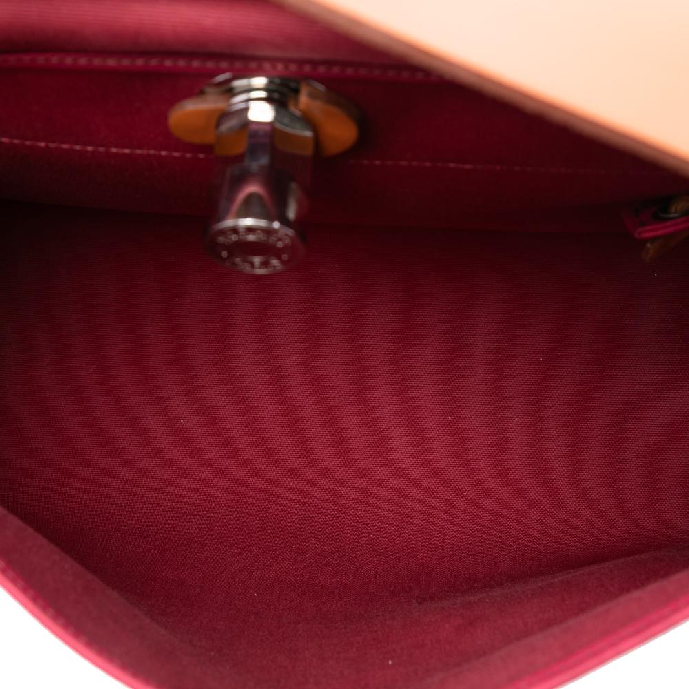 Hermès AB Hermès Pink Dark Pink with Brown Canvas Fabric Toile Herbag Zip 31 France