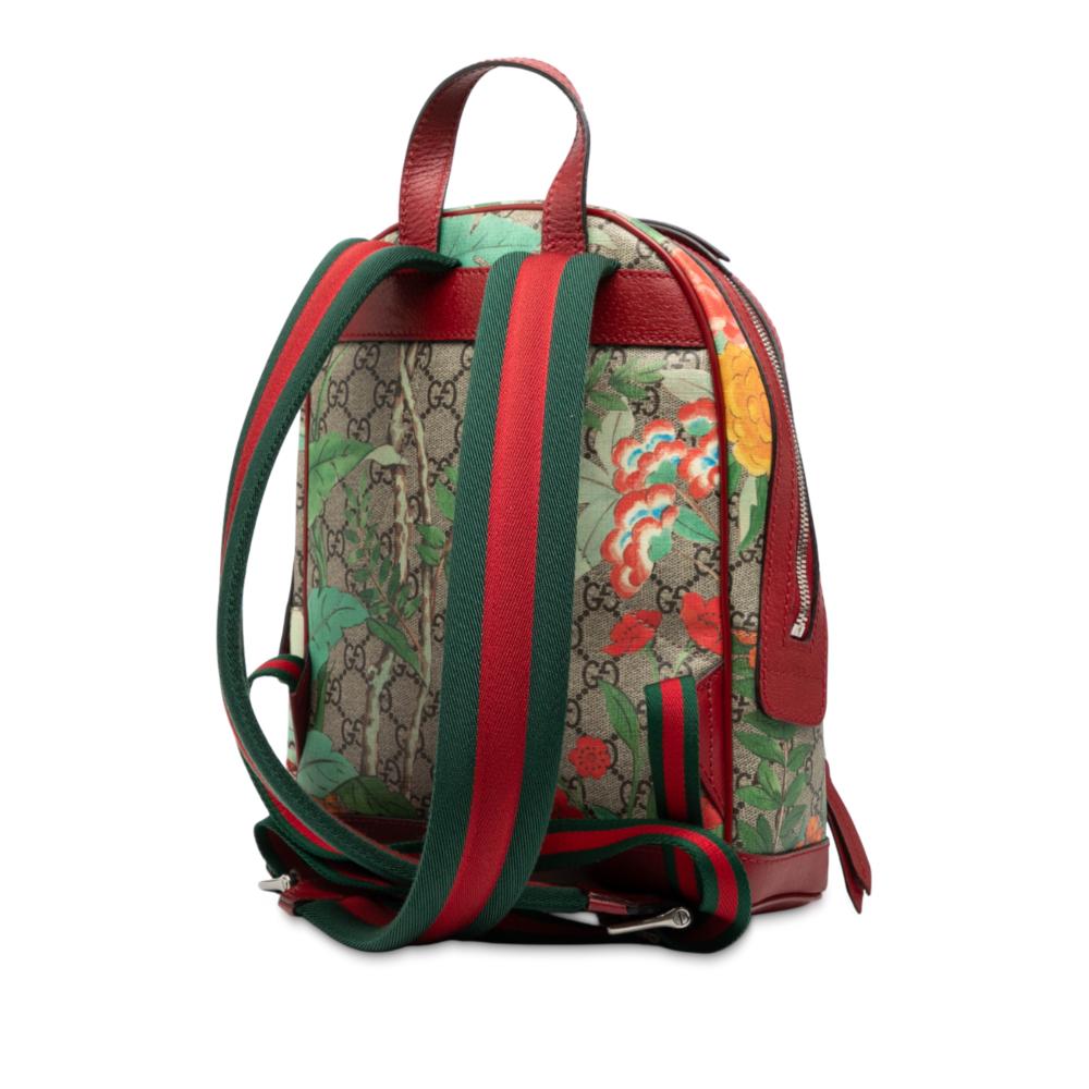Gucci B Gucci Brown Beige with Multi Coated Canvas Fabric Small GG Supreme Tian Backpack Italy