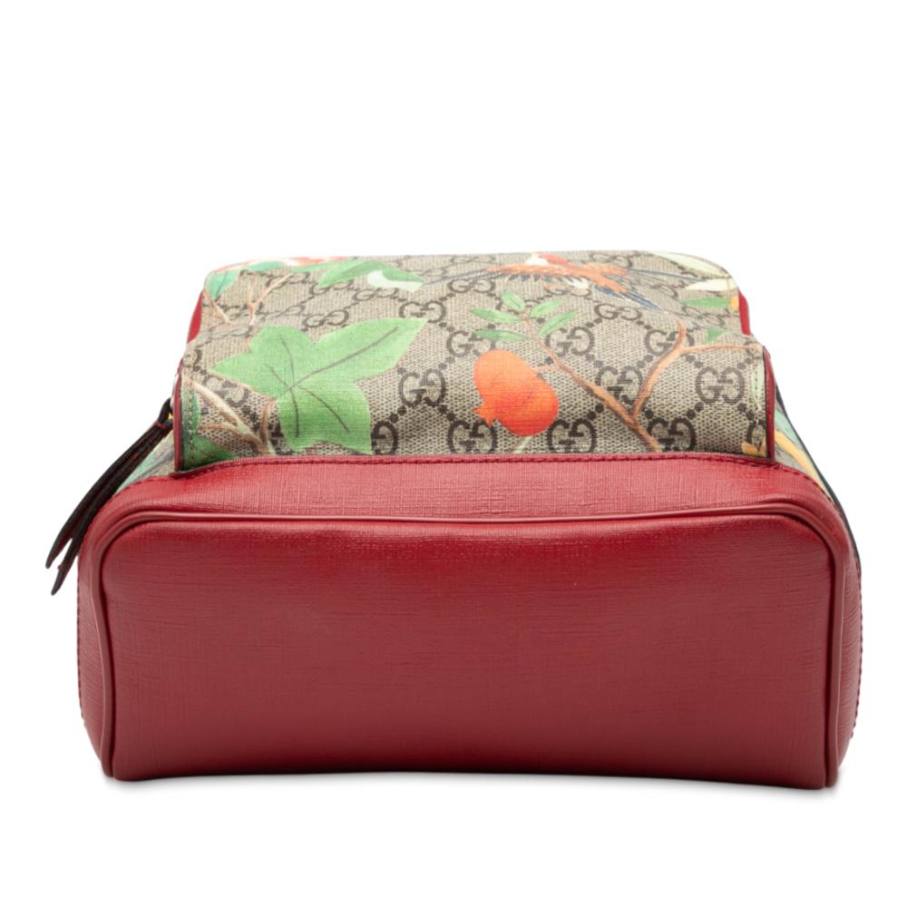 Gucci B Gucci Brown Beige with Multi Coated Canvas Fabric Small GG Supreme Tian Backpack Italy