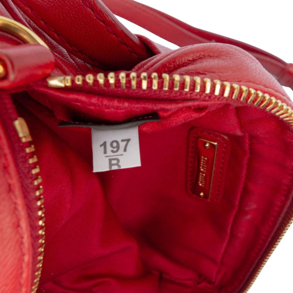 Miu Miu AB Miu Miu Red Calf Leather Matelasse Belt Bag Turkey