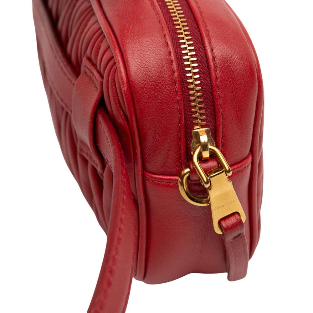 Miu Miu AB Miu Miu Red Calf Leather Matelasse Belt Bag Turkey