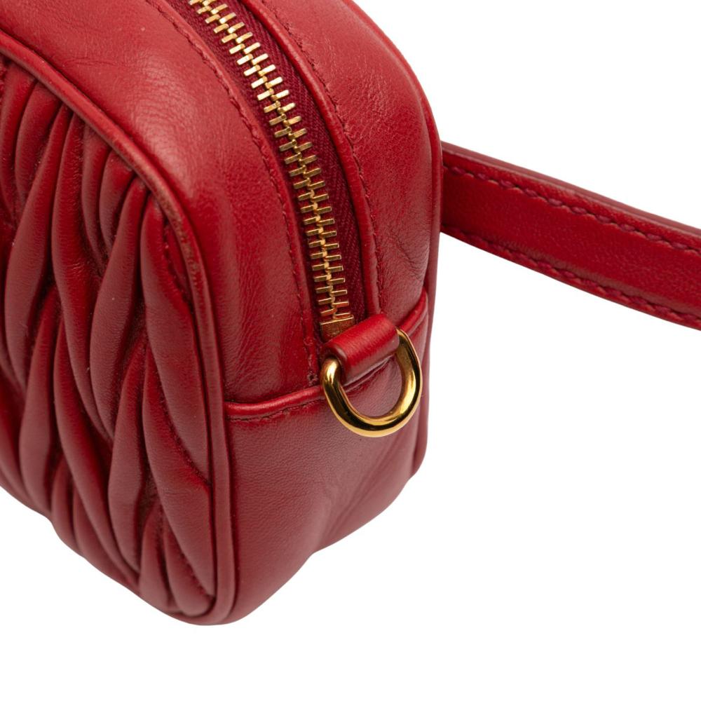 Miu Miu AB Miu Miu Red Calf Leather Matelasse Belt Bag Turkey