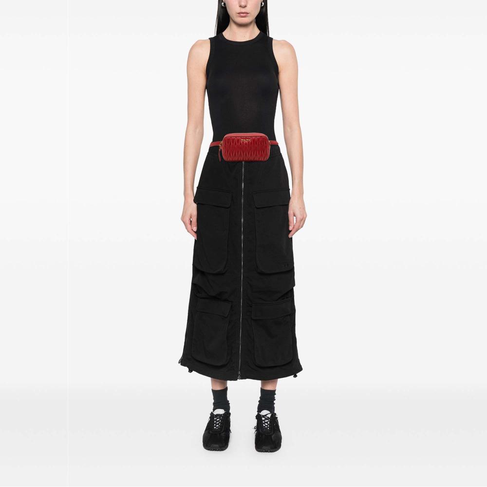 Miu Miu AB Miu Miu Red Calf Leather Matelasse Belt Bag Turkey