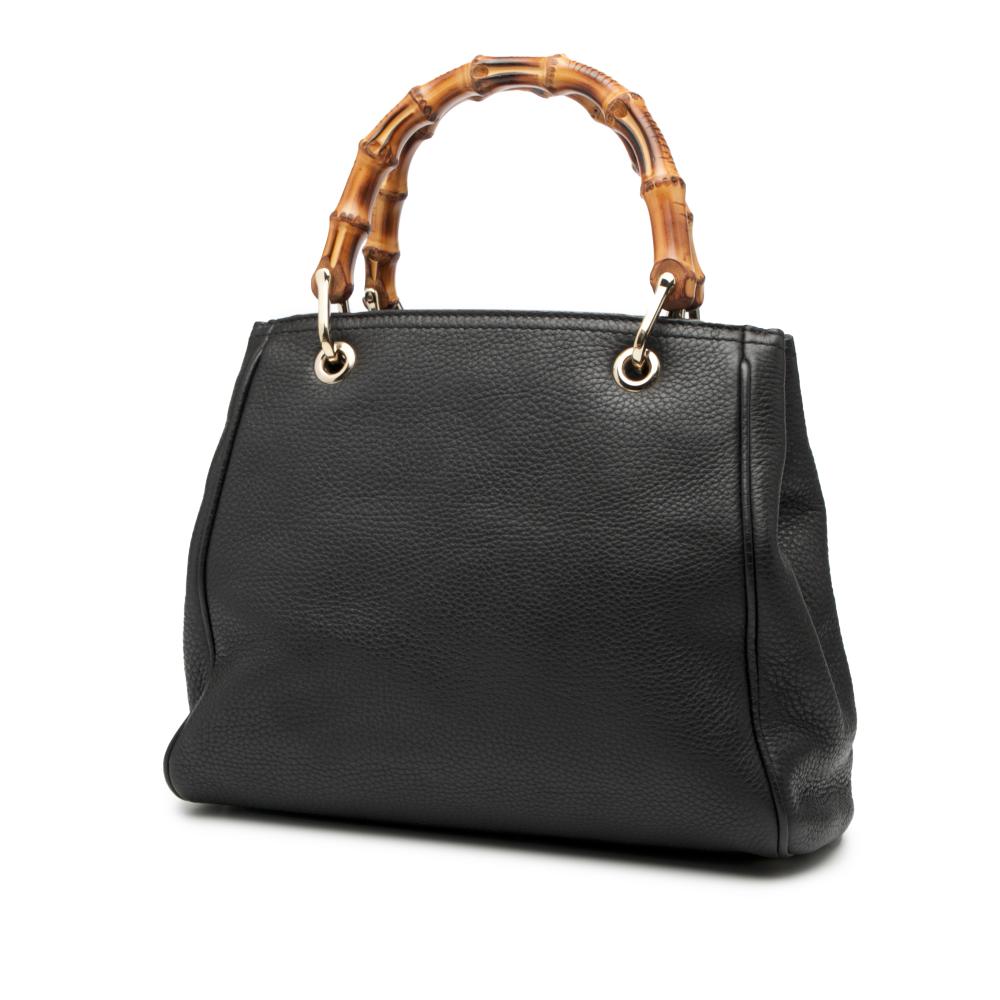Gucci AB Gucci Black Calf Leather Small skin Bamboo Shopper Satchel Italy