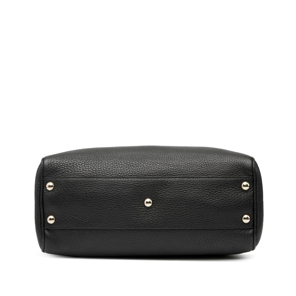 Gucci AB Gucci Black Calf Leather Small skin Bamboo Shopper Satchel Italy