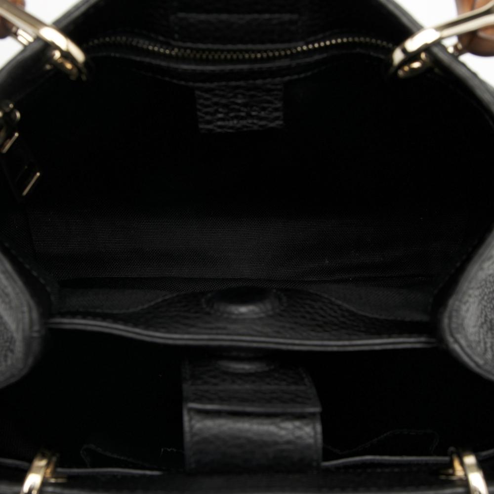 Gucci AB Gucci Black Calf Leather Small skin Bamboo Shopper Satchel Italy