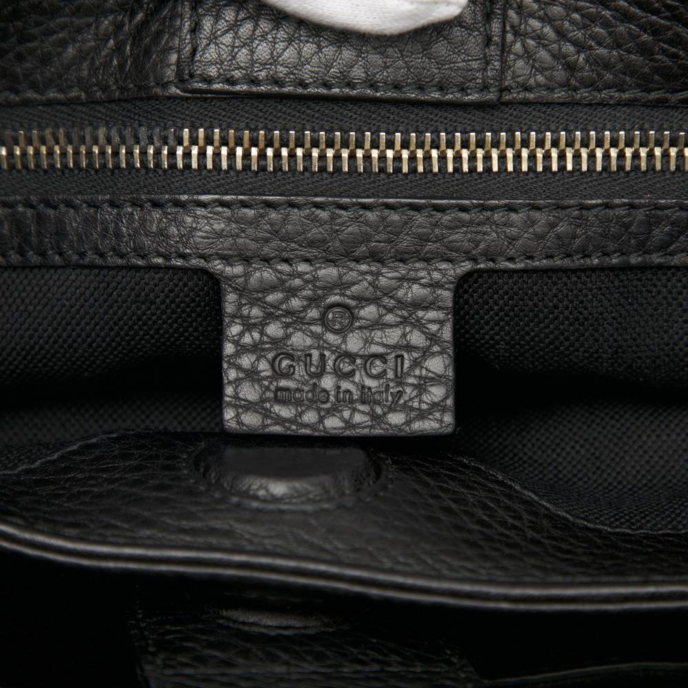 Gucci AB Gucci Black Calf Leather Small skin Bamboo Shopper Satchel Italy