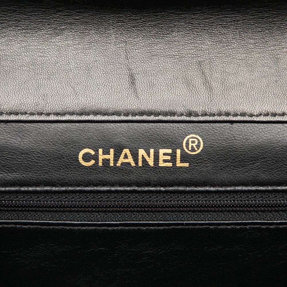 Chanel B Chanel Black Lambskin Leather Leather Jumbo Quilted Lambskin Double Sided Flap France