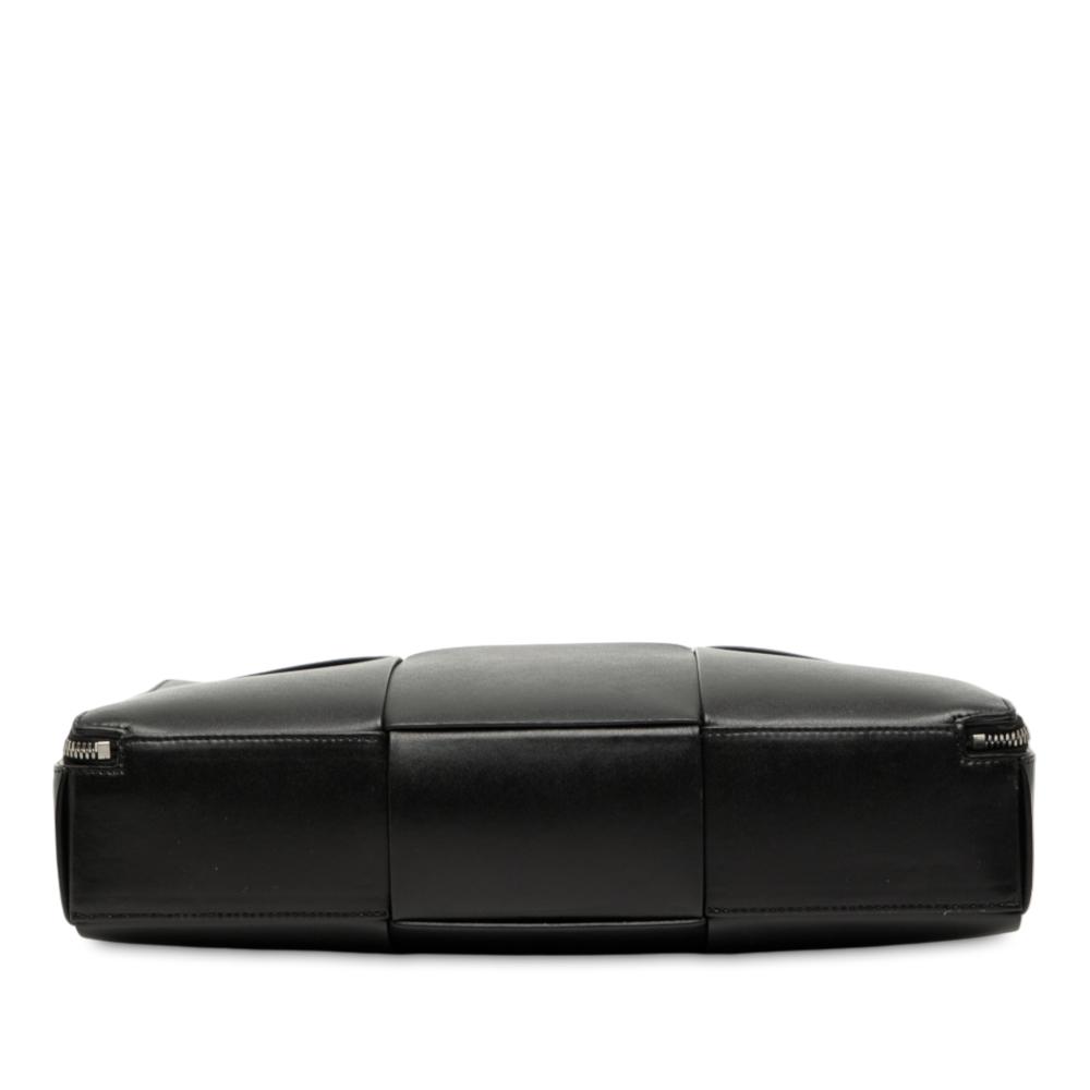 Bottega Veneta AB Bottega Veneta Black Calf Leather skin Maxi Intrecciato Arco Briefcase Italy