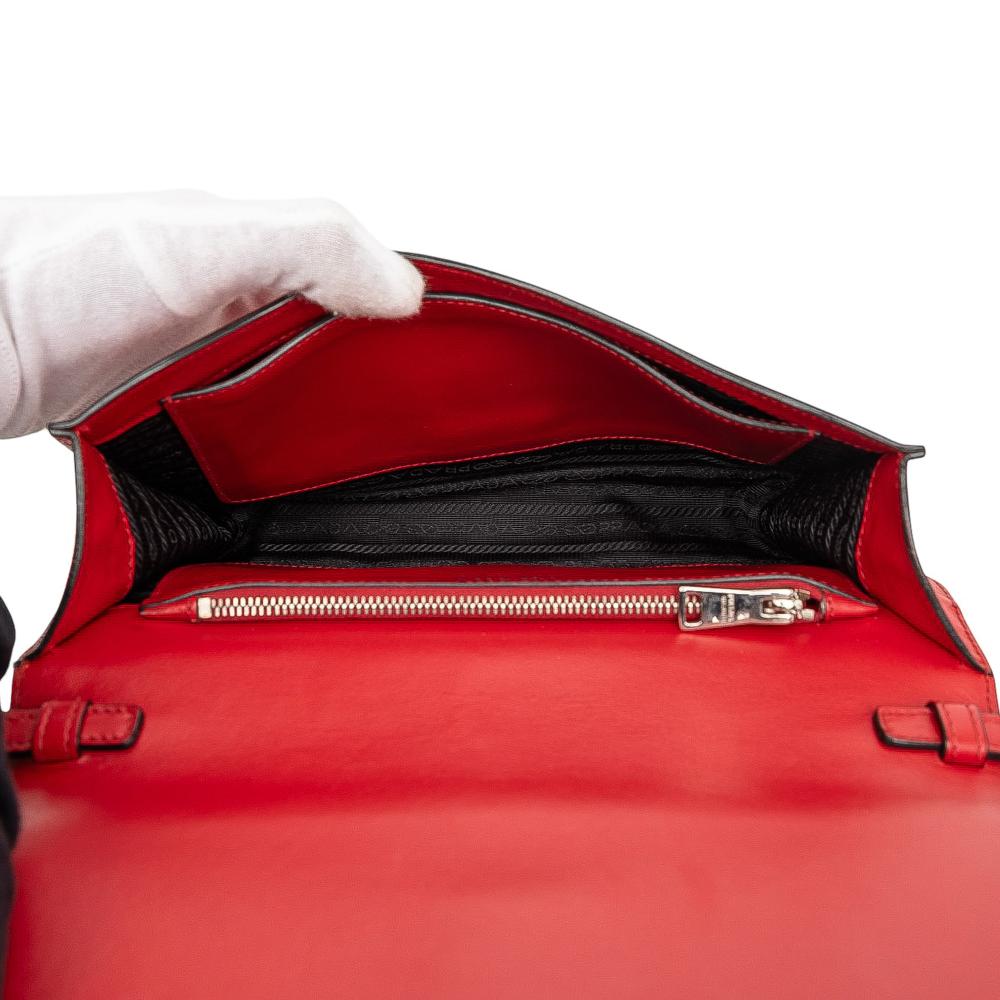 Prada B Prada Red Calf Leather City and Saffiano Elektra Crossbody Italy