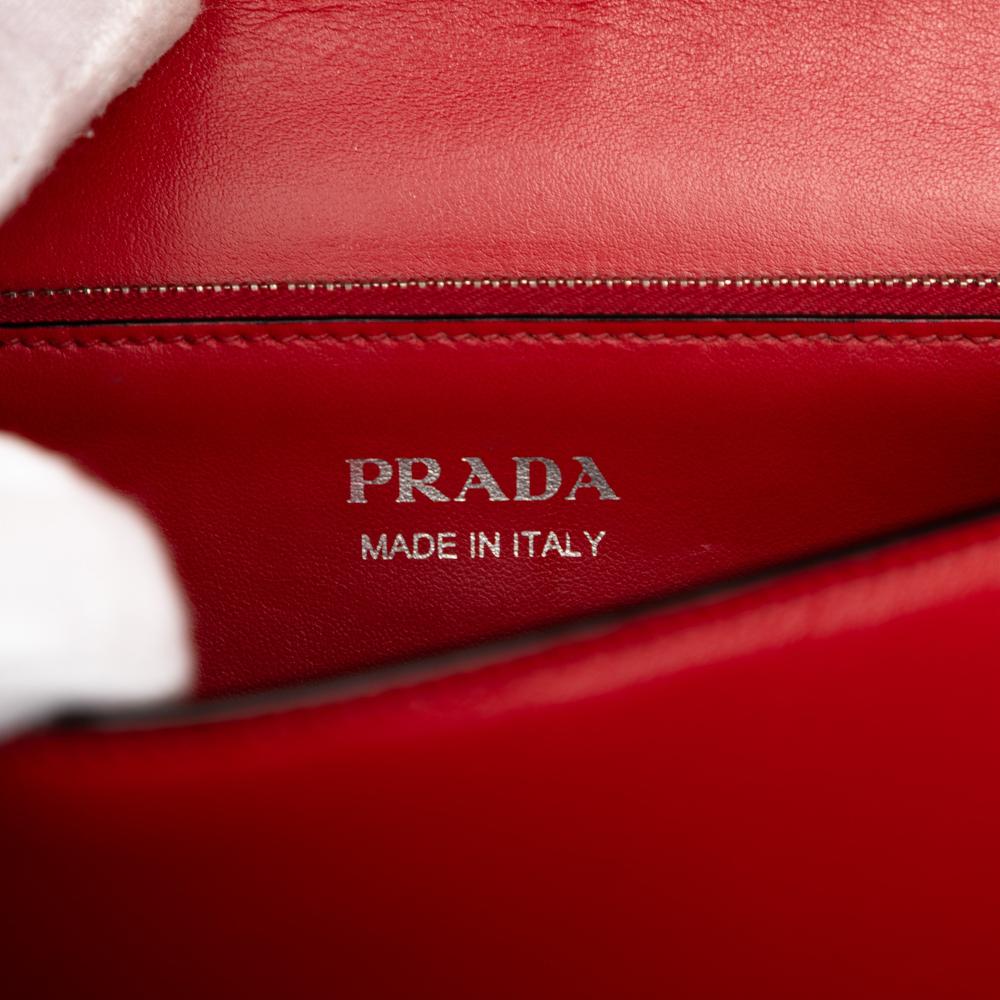 Prada B Prada Red Calf Leather City and Saffiano Elektra Crossbody Italy