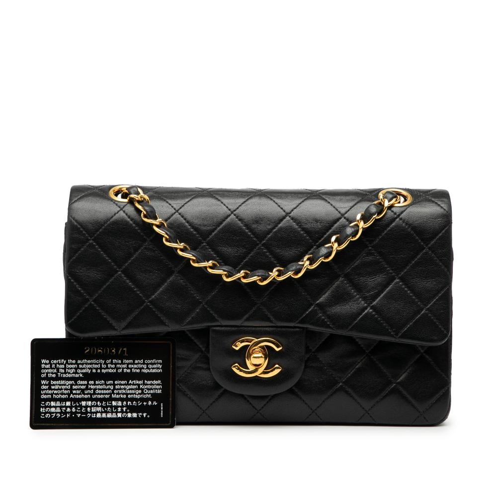 Chanel B Chanel Black Lambskin Leather Leather Small Classic Lambskin Double Flap France