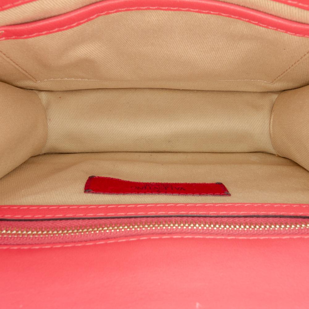 Valentino AB Valentino Pink Hot Pink Calf Leather Small Rockstud Glam Lock Crossbody Italy