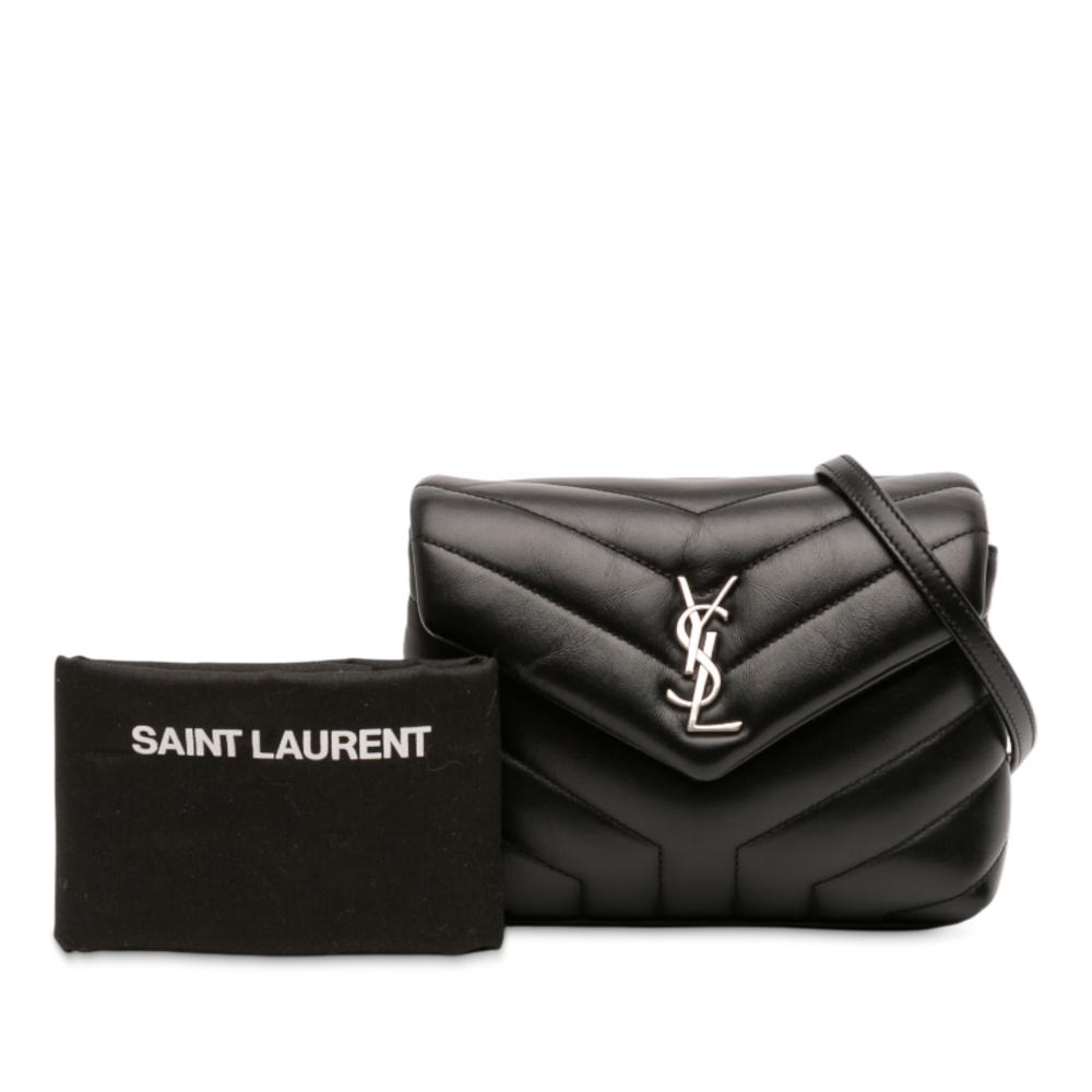 Saint Laurent B Saint Laurent Black Calf Leather Toy Monogram LouLou Crossbody Italy