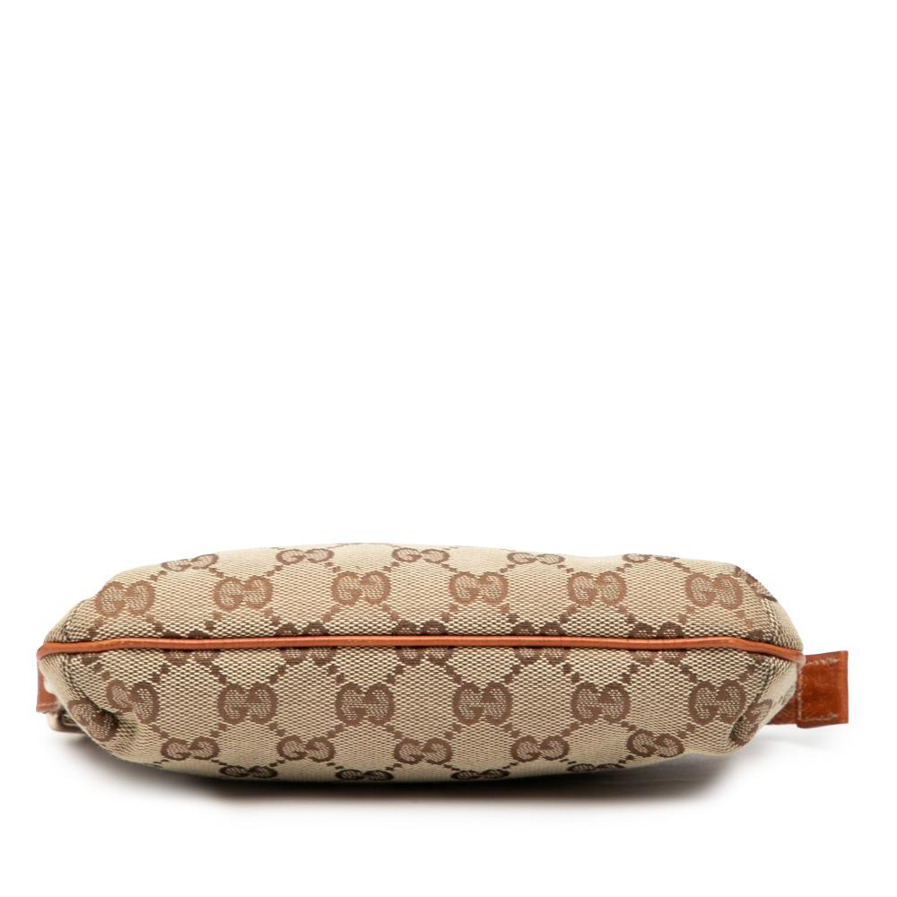 Gucci AB Gucci Brown Beige Canvas Fabric GG Jolicoeur Pochette Italy